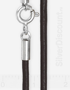 Черный кожаный шнур средней толщины, 2 мм