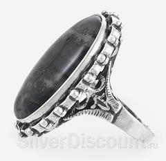 Большое кольцо из серебра с моховым агатом