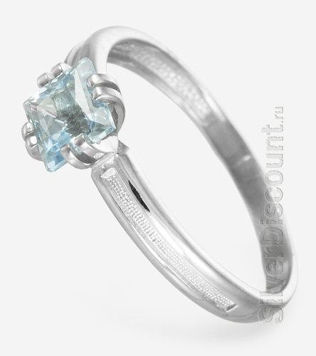 Кольцо - перстень с топазом квадратной формы, родированное серебро
