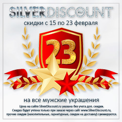 Скидки на мужские украшения с 15 по 23 февраля 2021 года на SilverDiscount.ru!