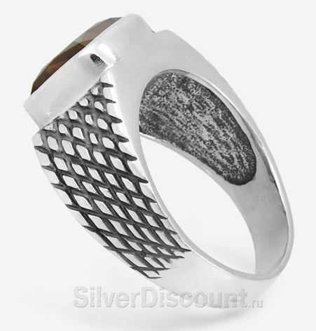 Мужские серебряные кольца с раухтопазами