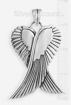 Стильный кулон с двумя крыльями из серебра