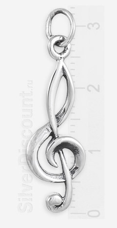 Музыкальная подвеска из серебра: скрипичный ключ