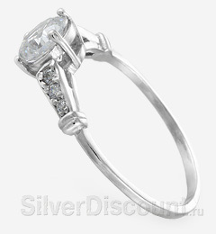 Кольцо для помолвки с фианитами 1,5 - 6 мм, серебро 925