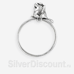Кольцо с маленьким подвижным котиком, серебро купить на SilverDiscount.ru