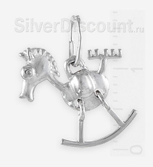Микро-кулончик в виде лошадки из серебра