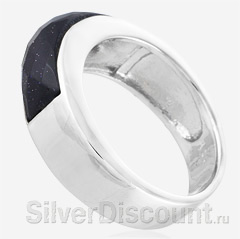 Радированное кольцо из серебра с авантюрином, вид сбоку
