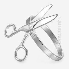 Серебряные ножницы в оригинальном кольце
