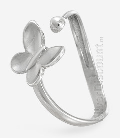 Кольцо на ногу, на мизинец Бабочка, серебро 925