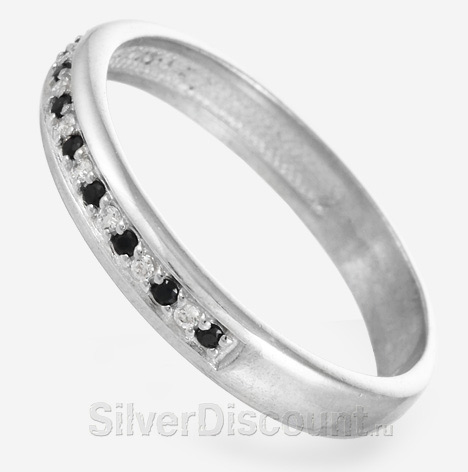 Кольцо из серебра с 21 камнем: черные и белые
