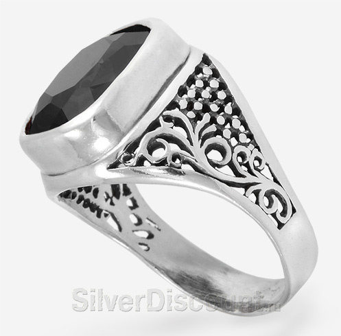 Объемное кольцо-перстень из серебра с агатом