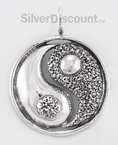 Инь и Янь, кулон-медальон из серебра