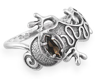 Серебряное кольцо с саламандрой и раухтопазом