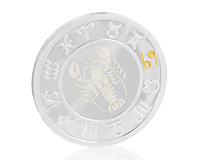 Большая монета из серебра Рак, знаки зодиака