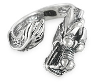 Серебряное кольцо с фигуркой дракона, безразмерное