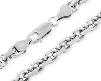 Серебряная цепь якорного плетения, светлая, 5 мм