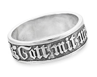 Серебряное кольцо с дубовыми листьями Gott mit uns