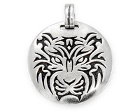 Круглый кулон-медальон из серебра с головой тигра 