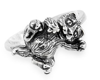 Колечко из серебра с маленьким игривым котенком