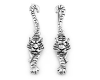 Симпатичные серьги - тигры, серебро с чернением