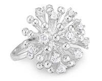Кольцо - женский серебряный перстень Белый цветок