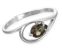 Женское кольцо из серебра с каплей раухтопаза