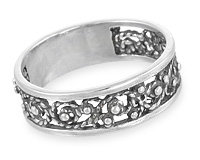 Ажурное кольцо - обруч из серебра с чернением