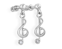 Серьги - скрипичные ключи из серебра с родием