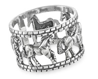 Кольцо Табун с бегущими лошадьми, серебро