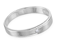 Обручальное кольцо из серебра с алмазкой и фианитом, 3 мм