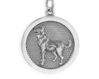 Брелок из серебра - монета на удачу с собакой