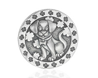 Монета на удачу с собакой, сувенир из серебра