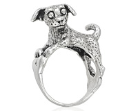 Серебряное кольцо с собачкой по имени Каштанка