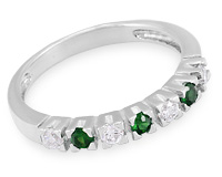 Серебряное кольцо с зеленым алпанитом и белым фианитом