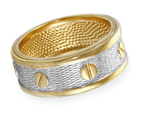 Серебряное кольцо-шайба с позолотой широкое