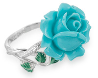 Кольцо-перстень Каменный цветок с розой