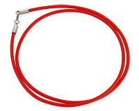 Красный каучуковый шнурок с серебряным замком, 2 мм