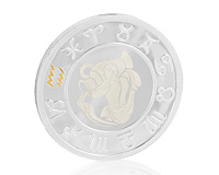 Монета Водолей, подарочный вариант из серебра 925-й пробы