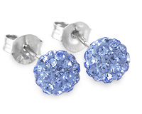 Серебряные сережки-пусеты с голубыми кристаллами