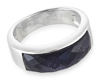 Серебряное кольцо с авантюрином прямоугольной формы