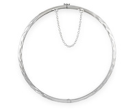 Жесткий серебряный браслет-круг (кольцо) с рифлением