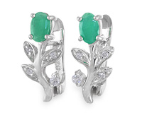 Серебряные серьги Изумрудное соцветие