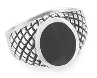 Рифленое мужское кольцо-перстень с ониксом
