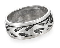 Вращающееся кольцо в стиле тату-дизайн из серебра