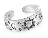 Серебряное кольцо на ногу: Солнце, месяц, звезды