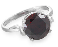 Родированное кольцо с круглым красным камнем 1см