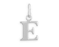 Буква Е из серебра с родием, кулон-подвеска
