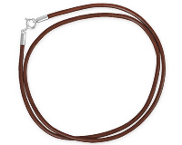 Темно-коричневый кожаный шнур с серебром, 2мм