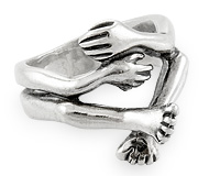 Оригинальное серебряное кольцо "Руки-ноги"