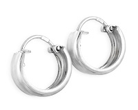 Серьги - кольца объемные гладкие, серебро, 1,2 см